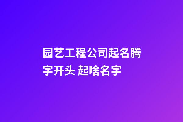 园艺工程公司起名腾字开头 起啥名字-第1张-公司起名-玄机派